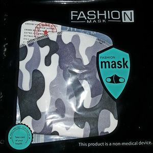 Face Mask, Camouflage pattern,  black & Grey color